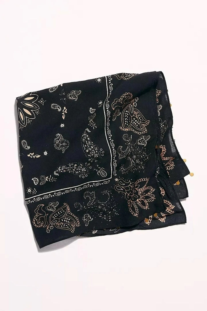 Embellished Paisley Bandana Black