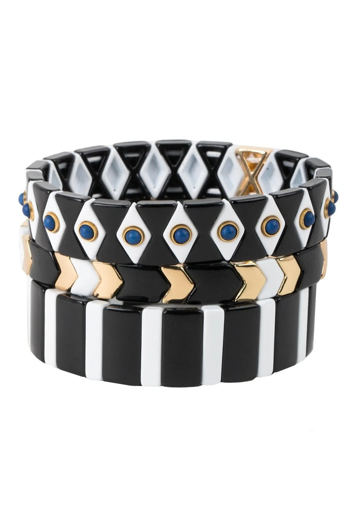 Art Deco Bracelet Set Black