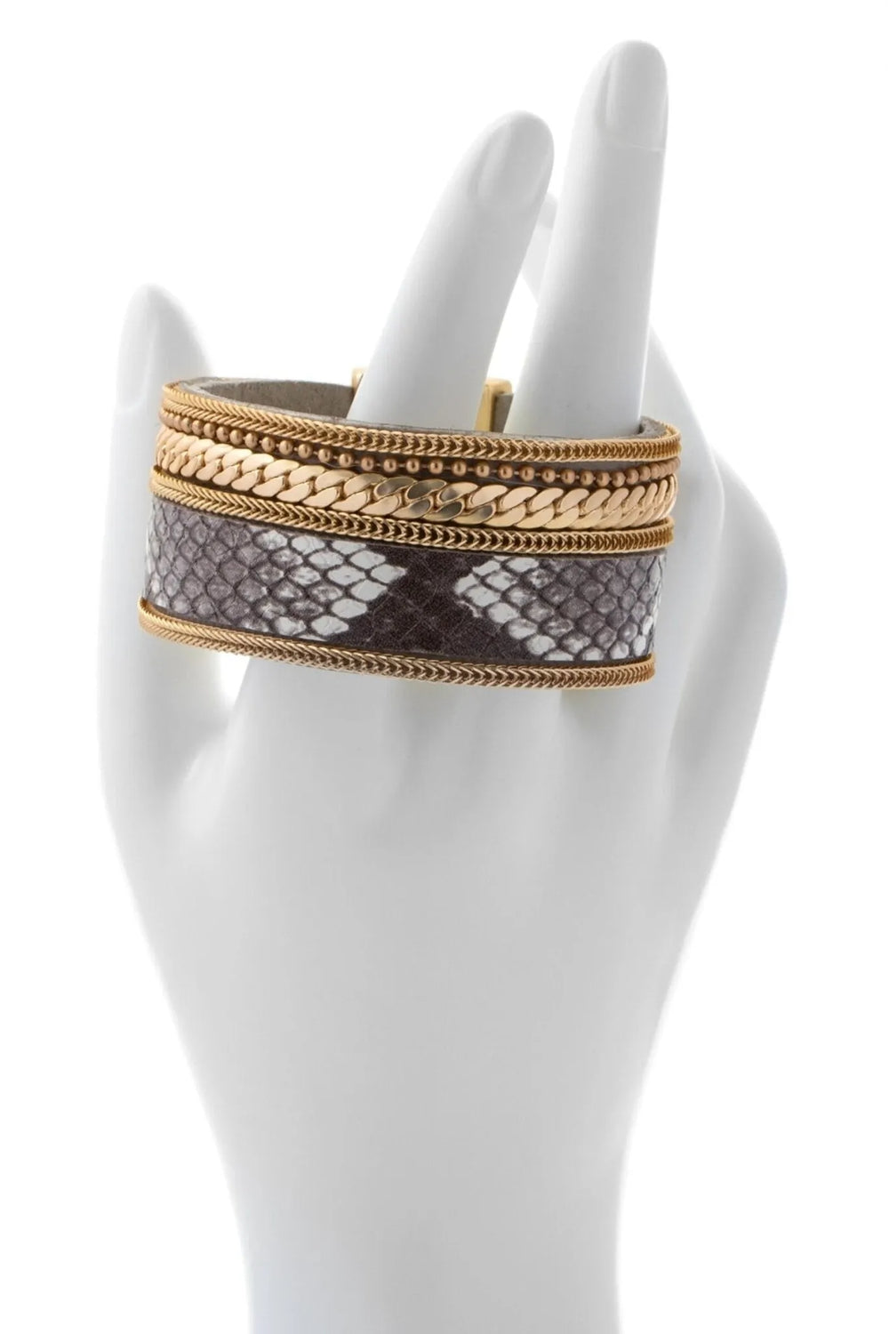 Shimmering Snake Print Bracelet Gold