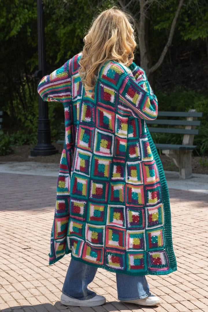 Crochet Long Cardigan Marrakesh Jacket Teal