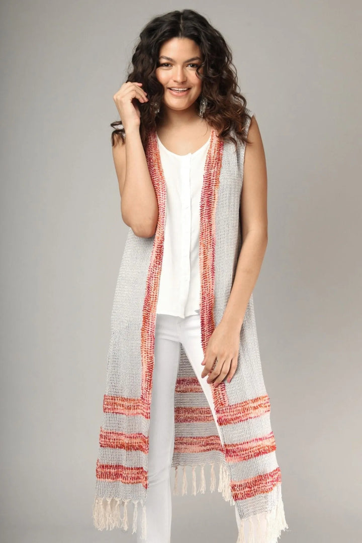 Water Vest with Fringe White