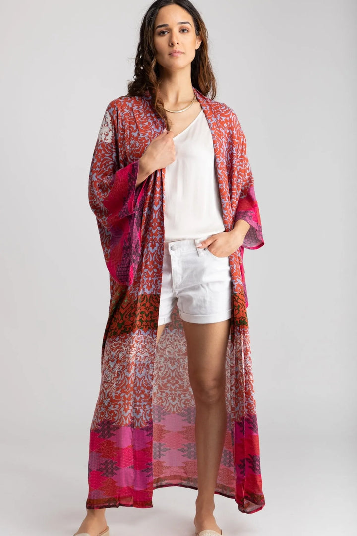 Forbidden City Maxi Kimono Medium Violetred