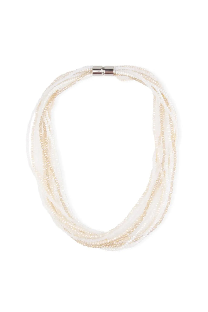 Multi Strand Crystal Ombre Necklace White