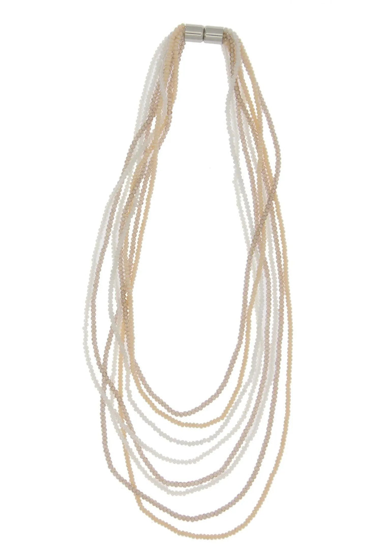 Multi Strand Crystal Ombre Necklace White