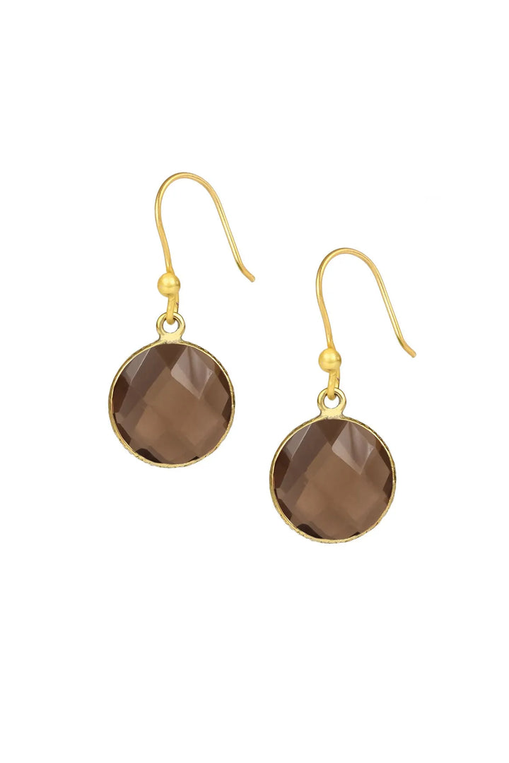 Round Gemstone Dangle Earring Brown