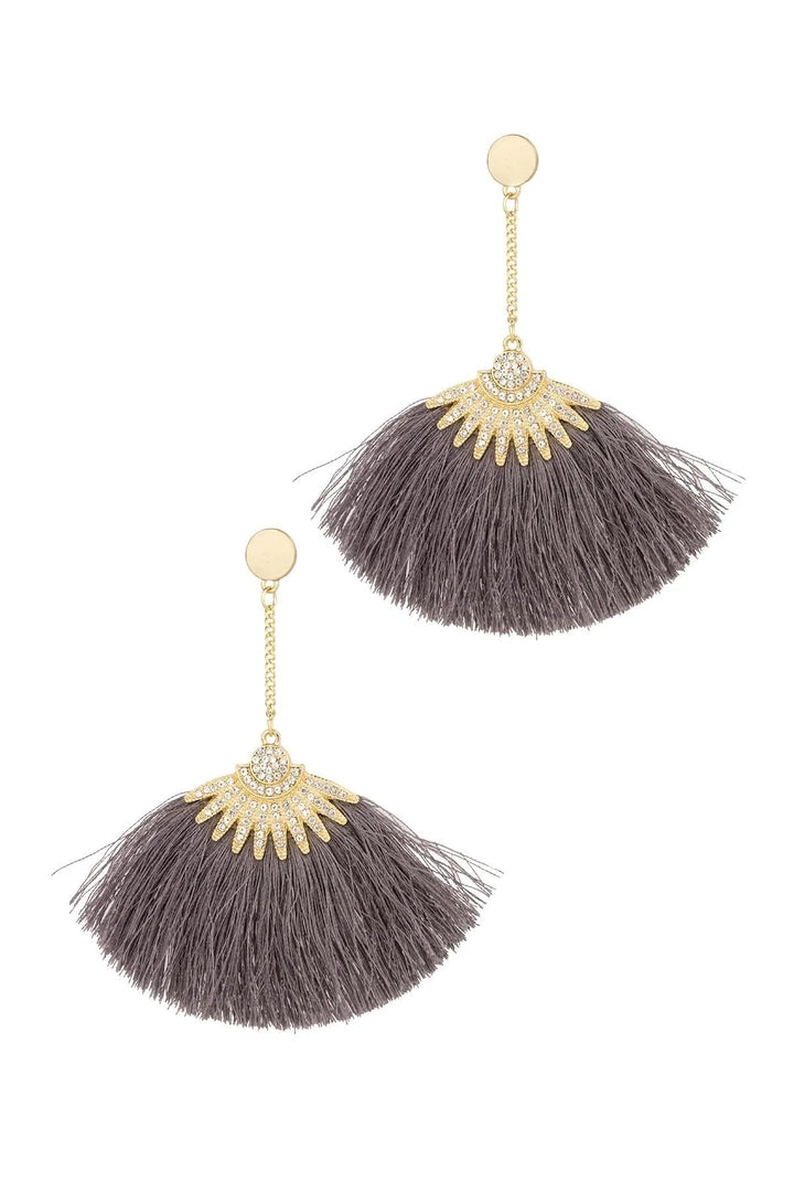 Star Boho Fringe Earring Dark Gray