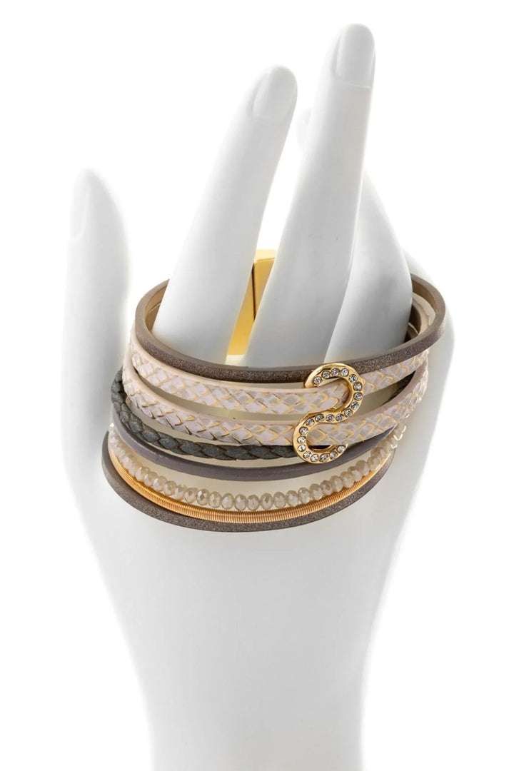 Infinity Charm Leather Bracelet Seashell