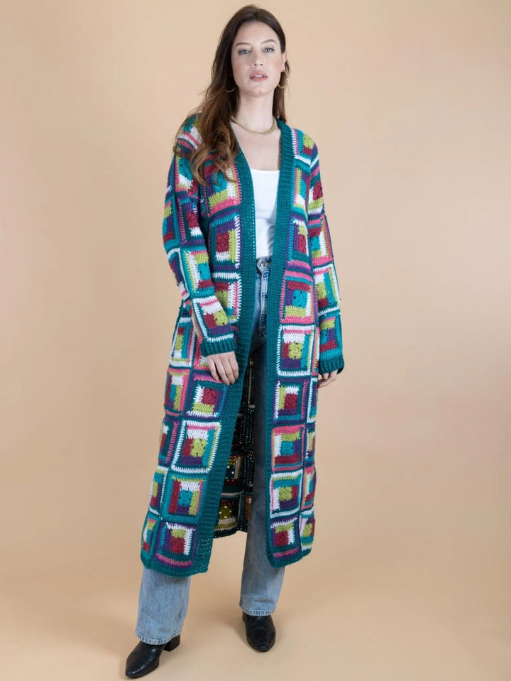 Crochet Long Cardigan Marrakesh Jacket Teal