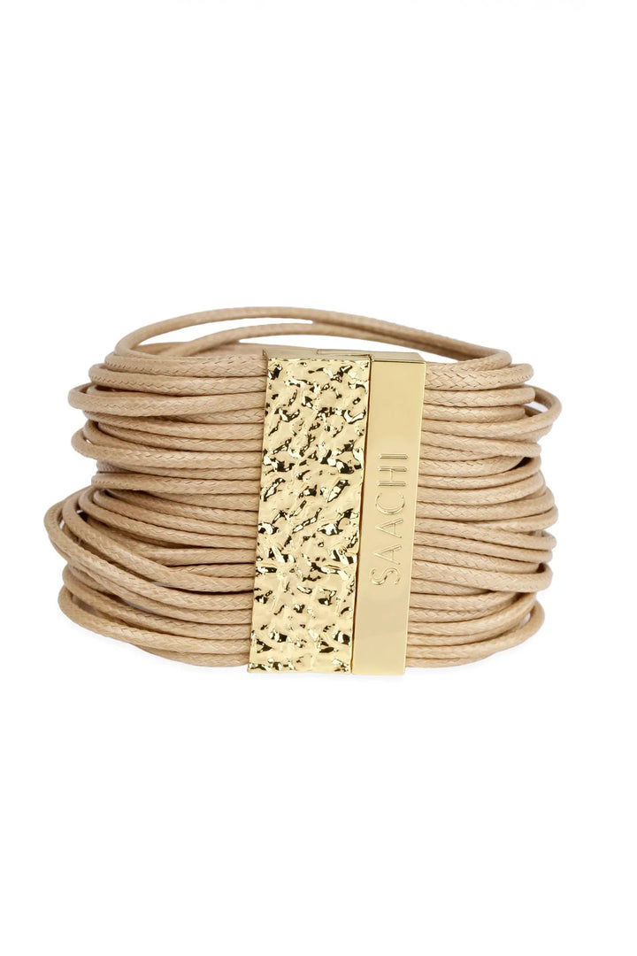 Simple Cord Leather Bracelet Tan