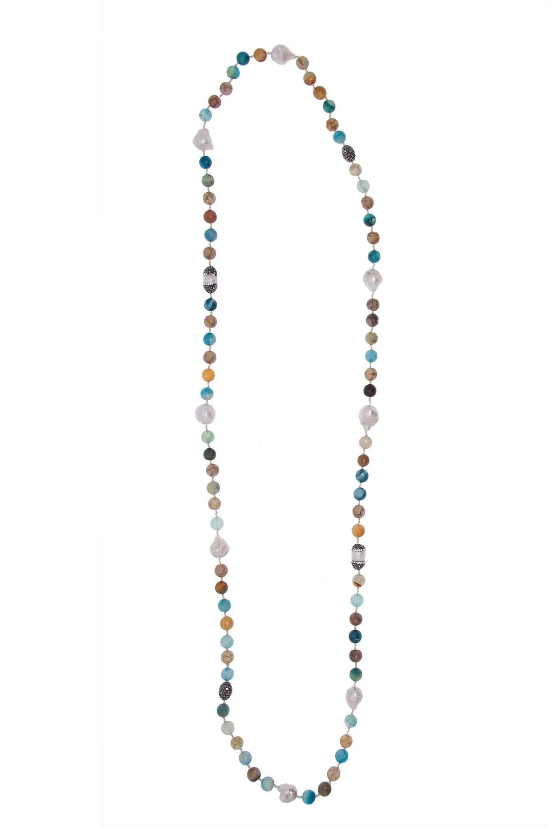 Tahitian Pearl Beaded Long Necklace Turquoise