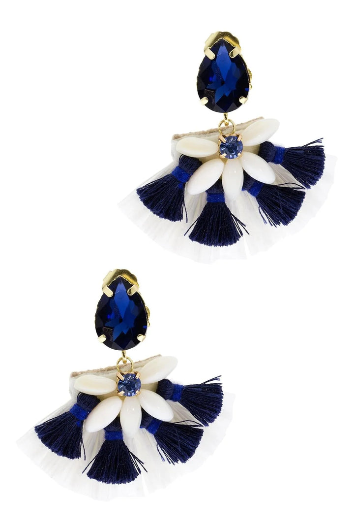 Multi Tassel Fiesta Earring Navy