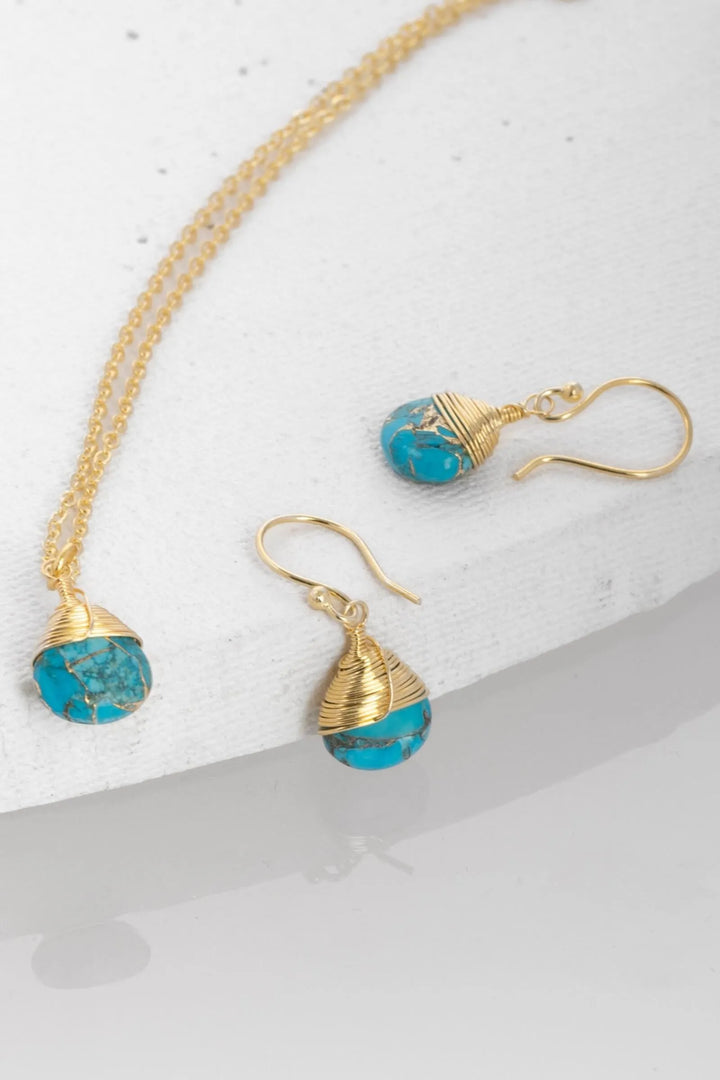 Mojave Mini Raindrop Earring and Necklace Set Turquoise