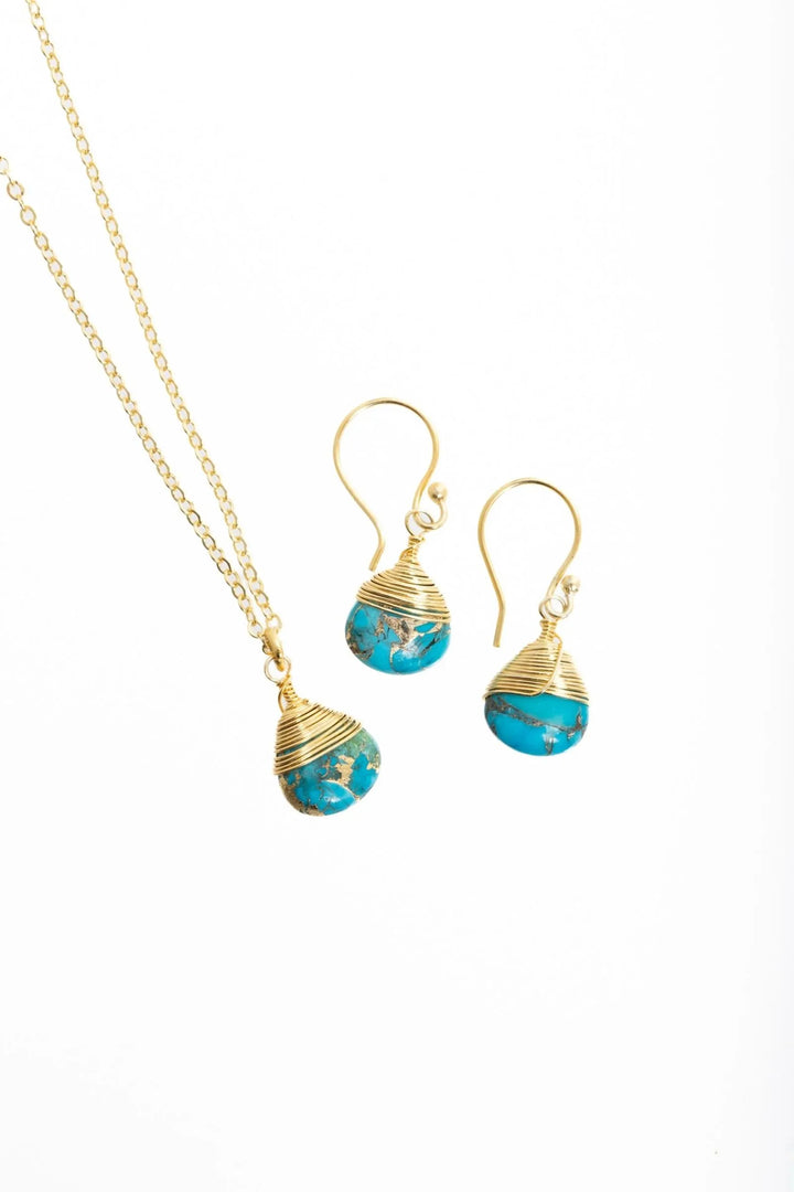 Mojave Mini Raindrop Earring and Necklace Set Turquoise