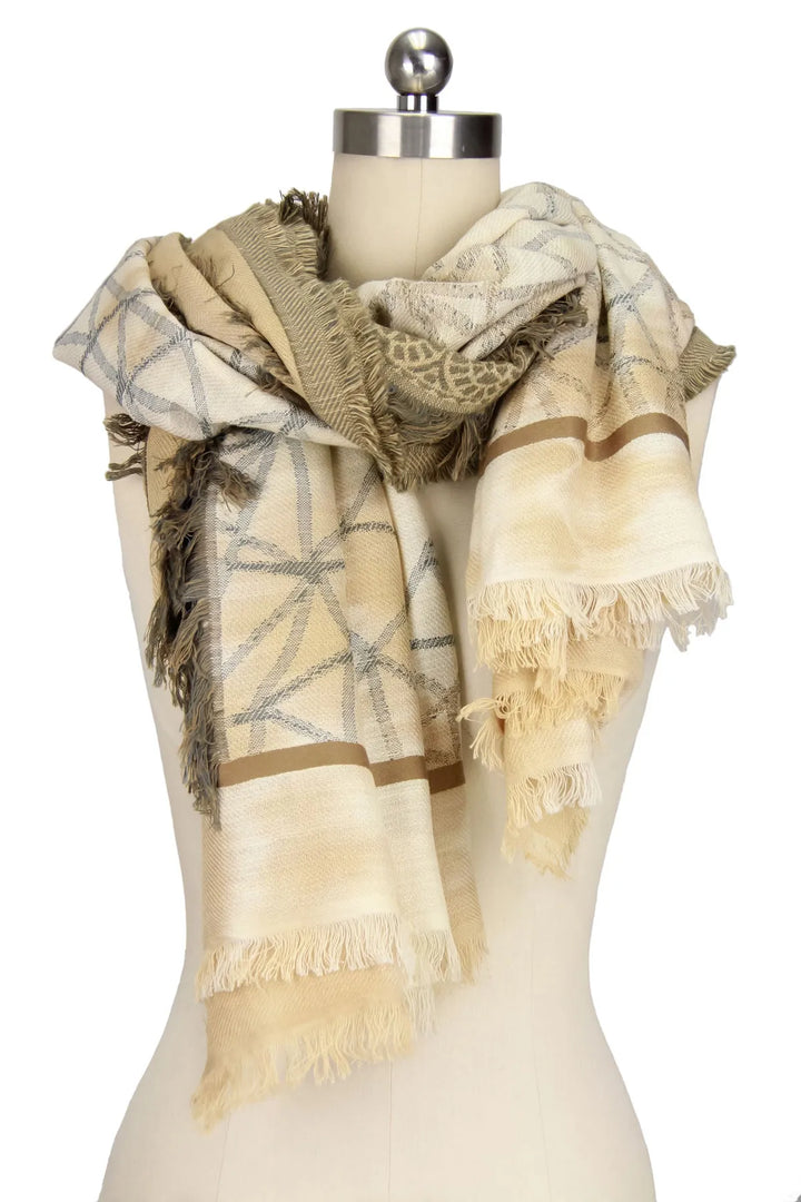 Ecru Multi Golden Scarf Blanched Almond