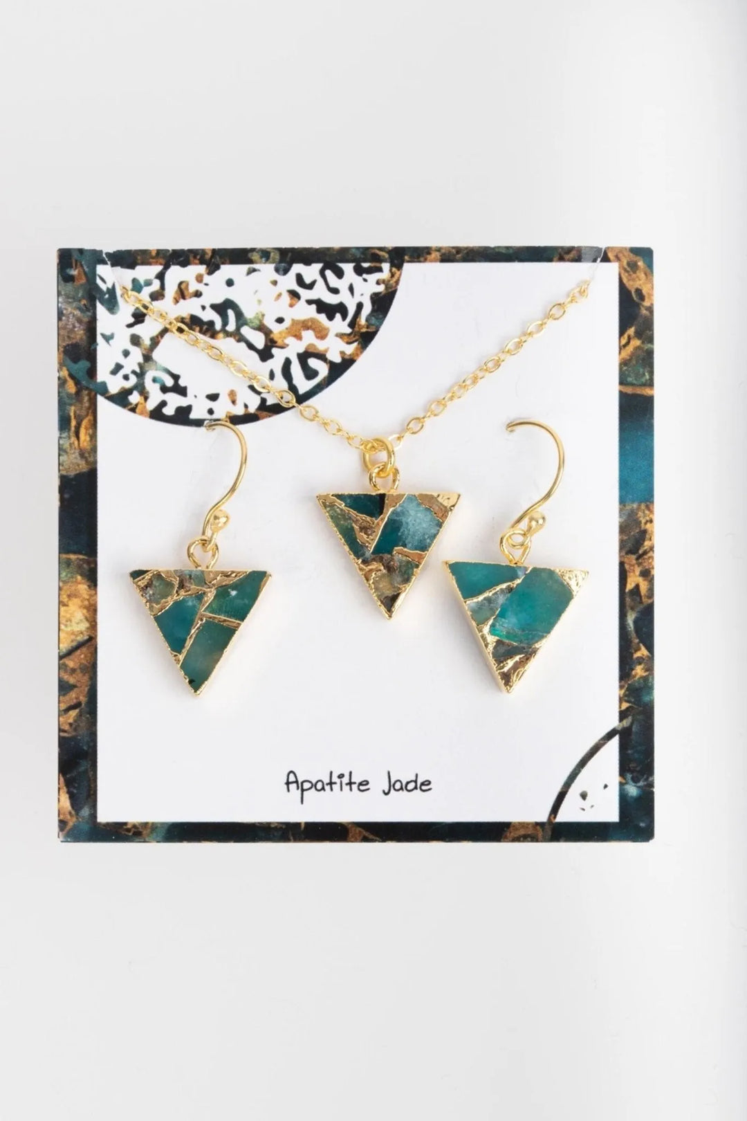Mojave Mini Triangle Earring and Necklace Set Teal
