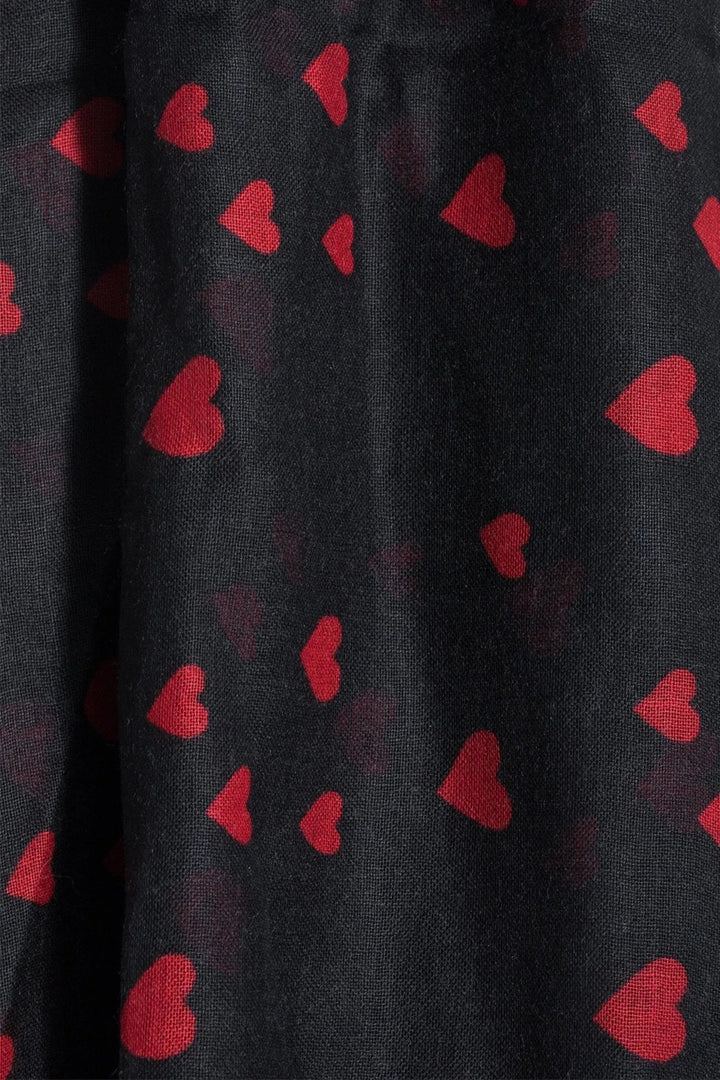 Hearts Wool Scarf Black