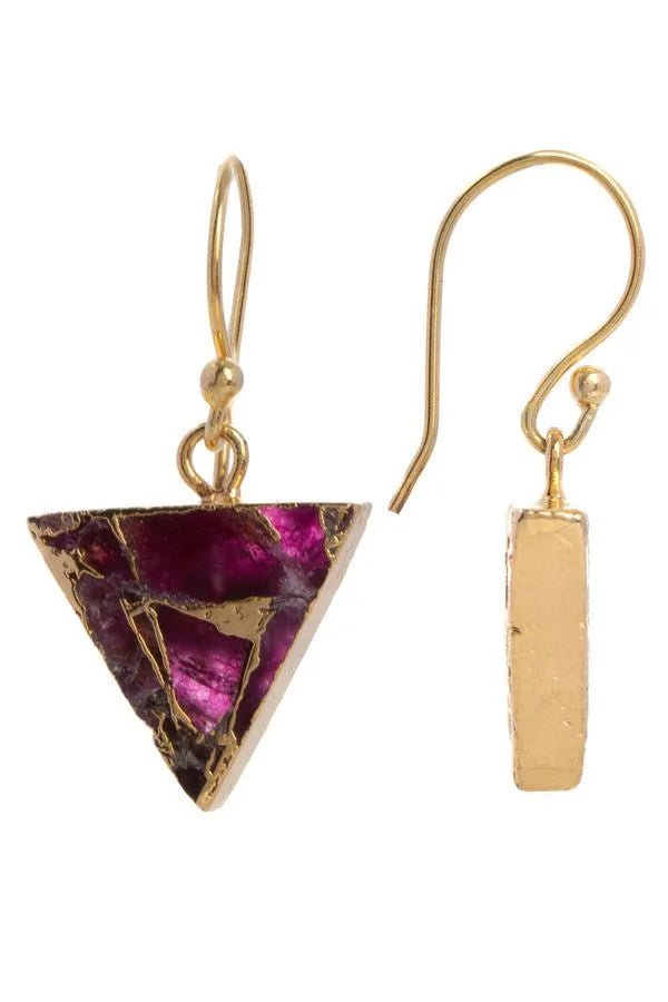Mojave Mini Triangle Earring and Necklace Set Maroon