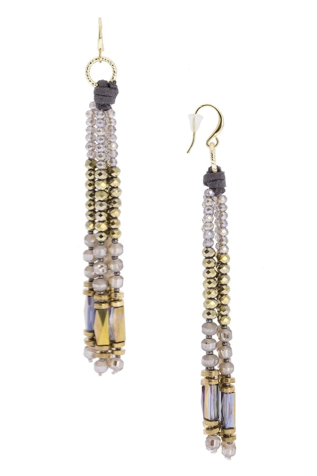 Sangria Beaded Tassel Earring Gray