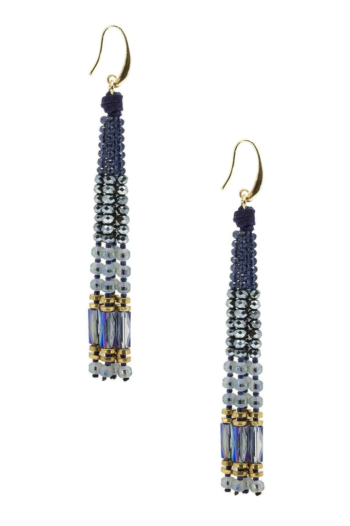 Sangria Beaded Tassel Earring Navy