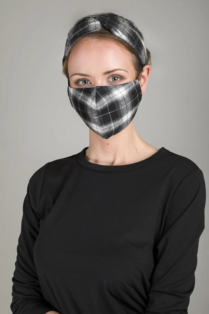 Face Mask, Scrunchie and Headband Set Black