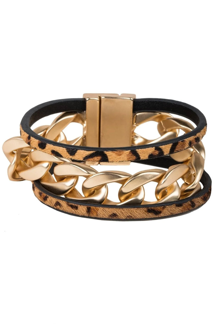 Strongest Link Leather Bracelet Gold