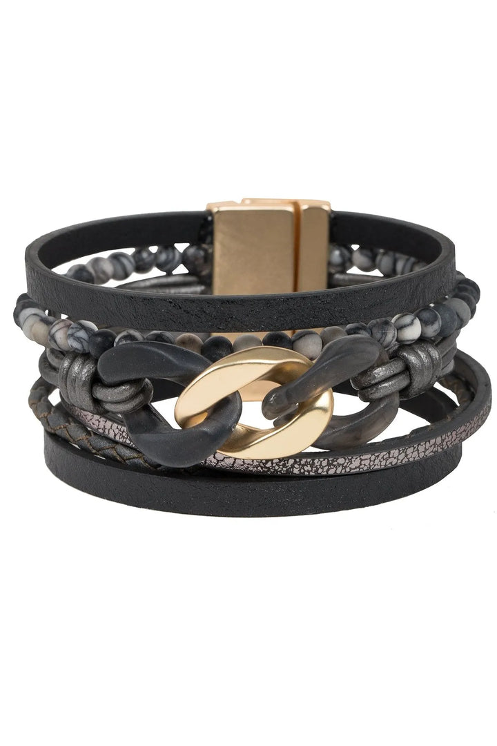 Frontier Leather Bracelet Black