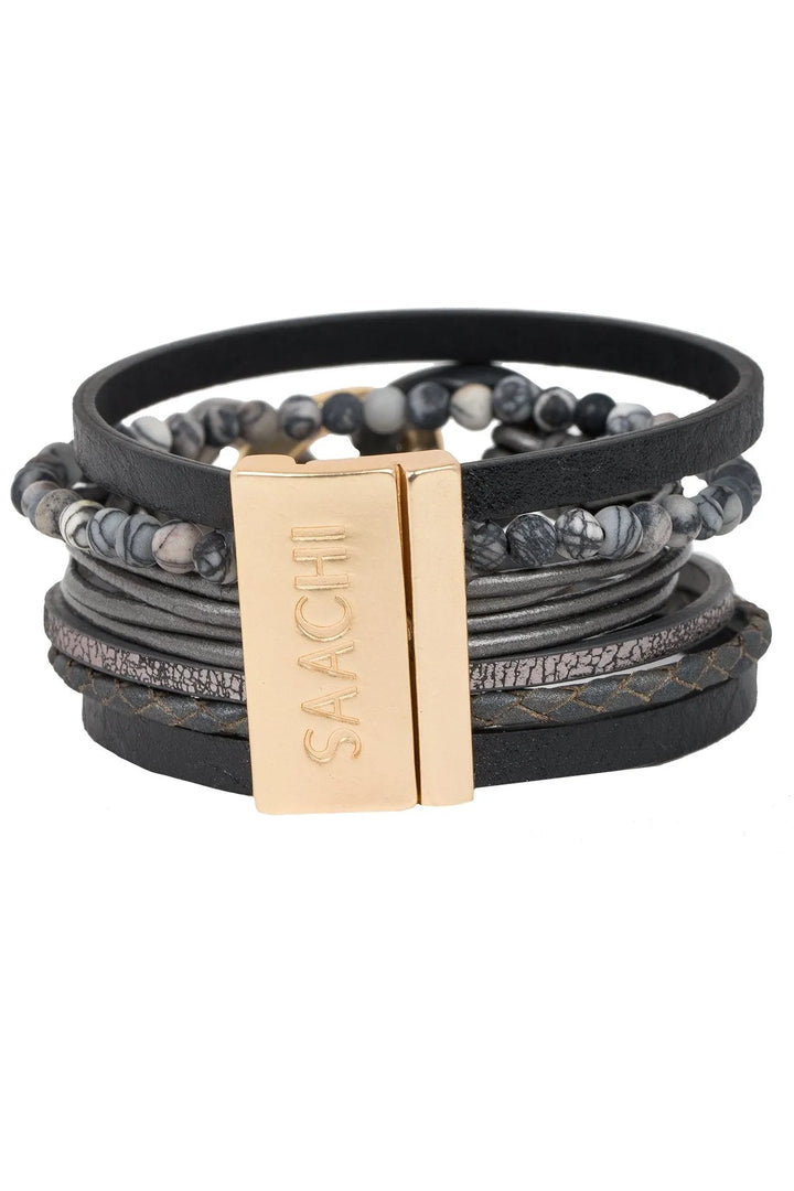 Frontier Leather Bracelet Black