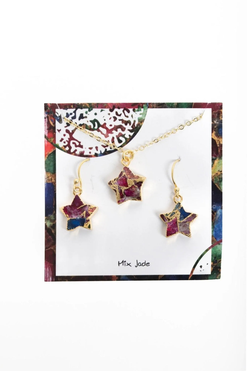 Mojave Mini Star Earring and Necklace Set Firebrick