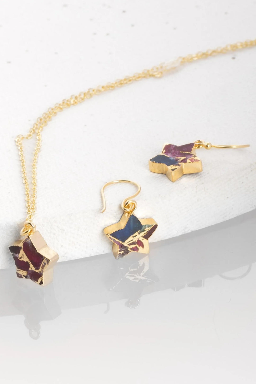 Mojave Mini Star Earring and Necklace Set Firebrick