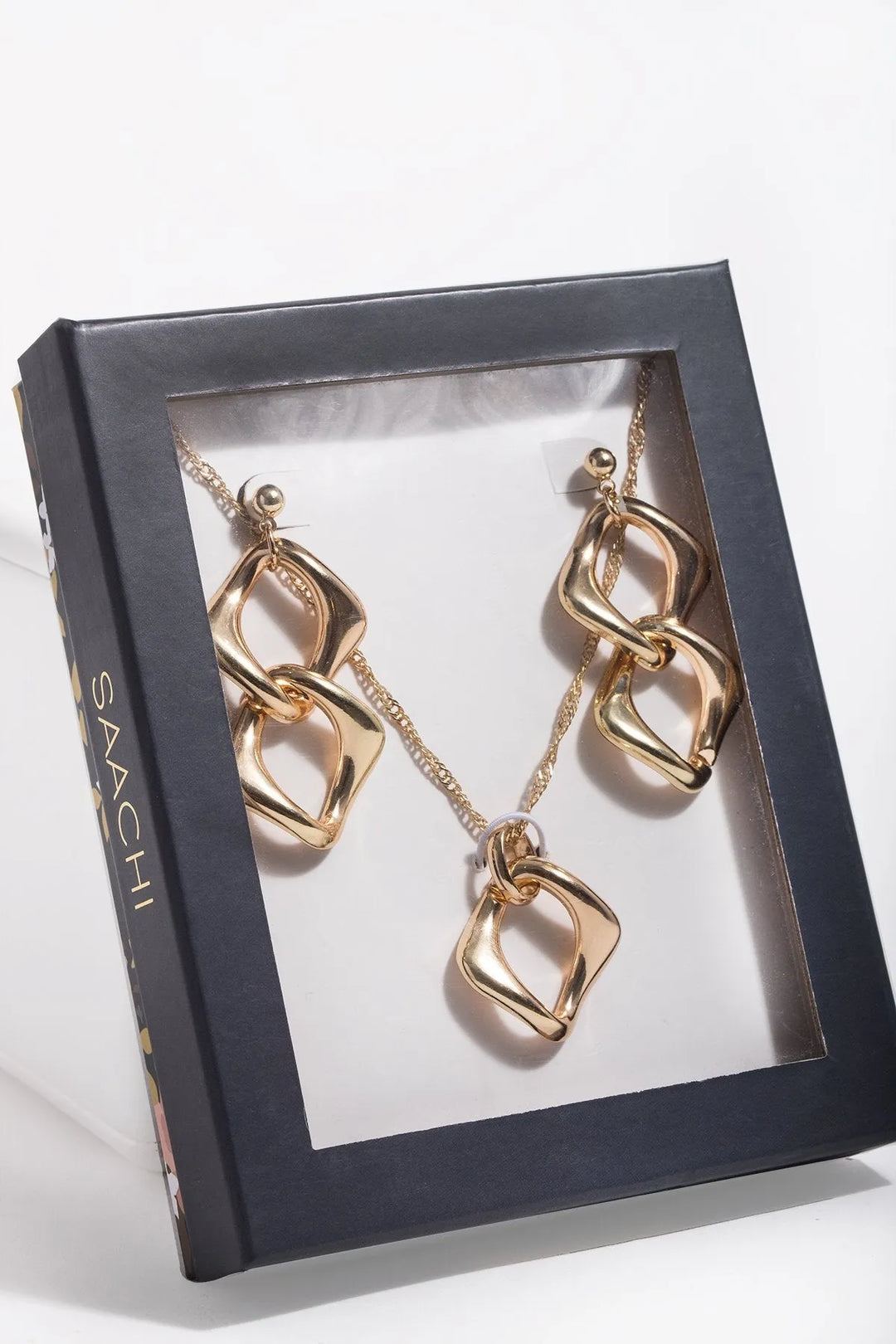 Infinity Necklace and Earring Gift Box Gold