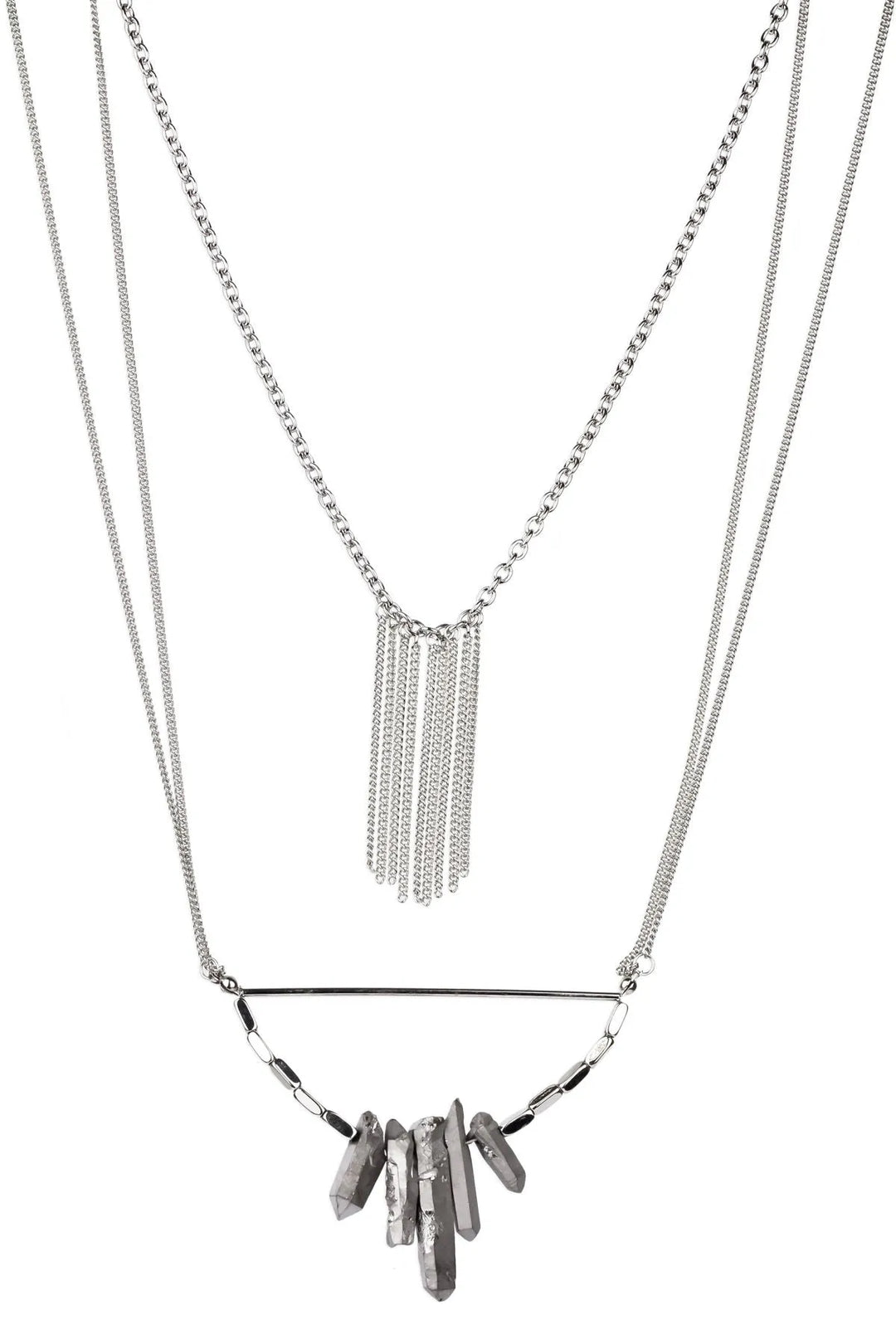 Boho Layered Chain Necklace Silver