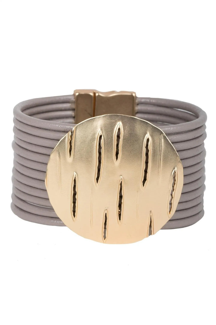 Slash Leather Bracelet Gold