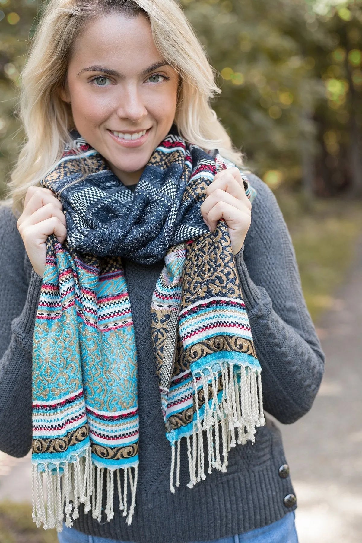 Slate Grey Zig Zag Scarf