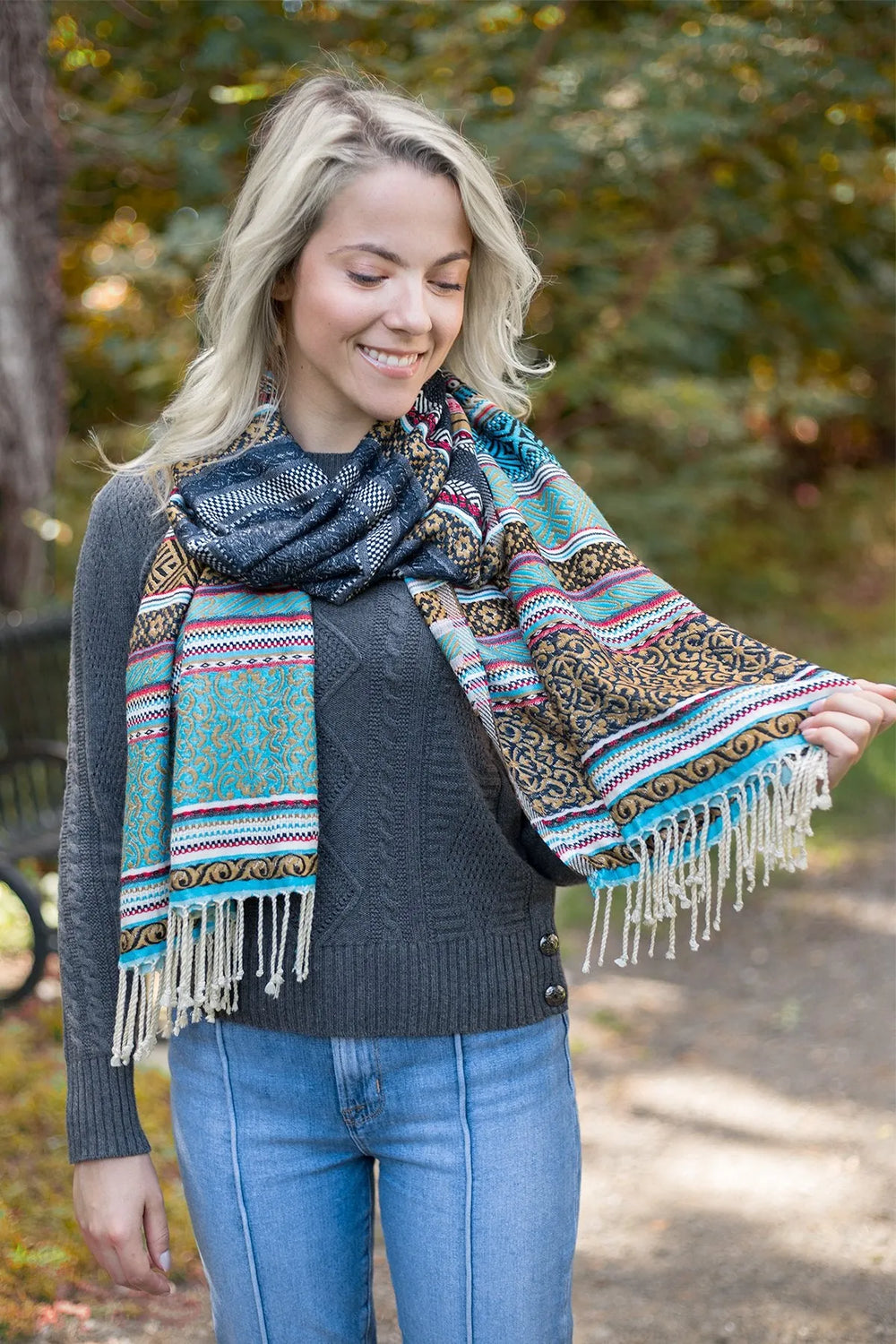 Classic Fringe Scarf Light Sky Blue