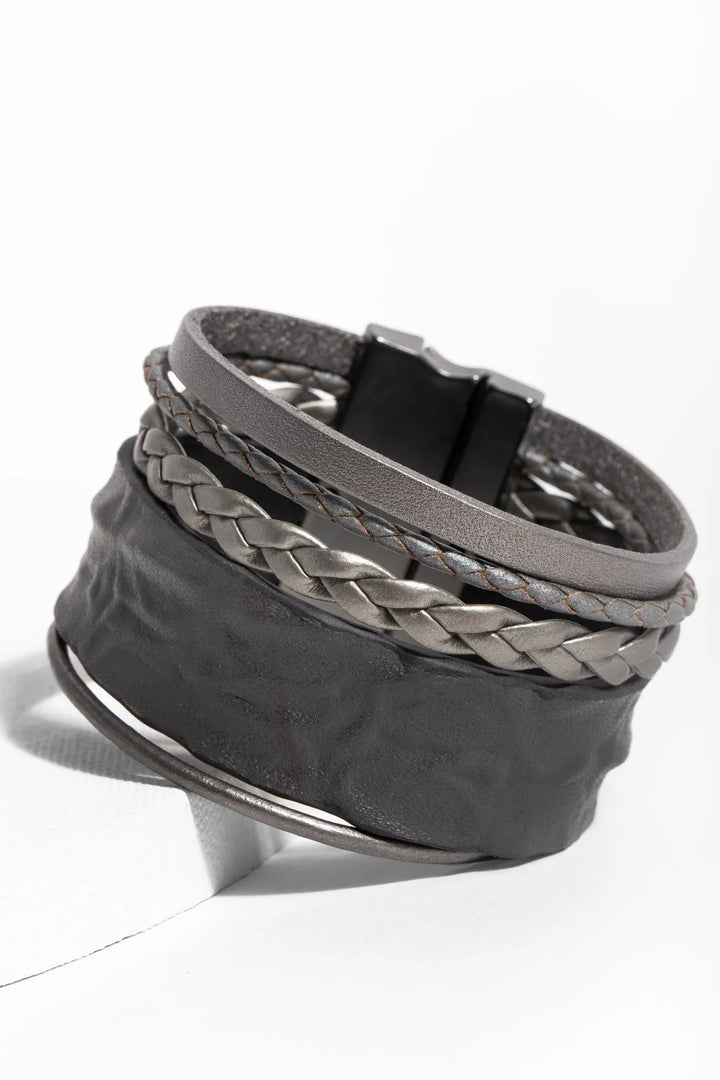 Shyama Leather Bracelet Dim Gray
