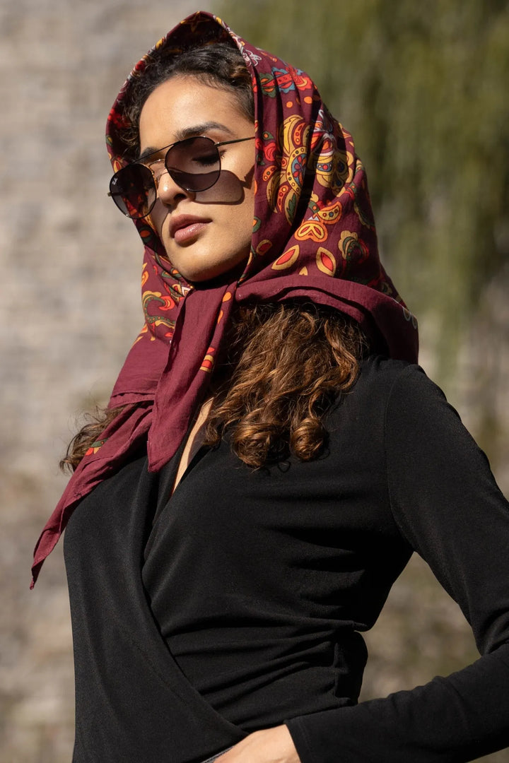 Oversized Cotton Bandana Maroon