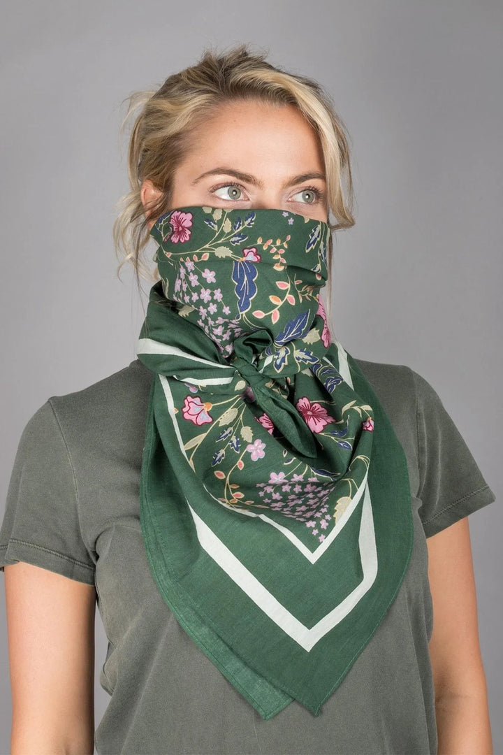 Oversized Cotton Bandana Dark Green