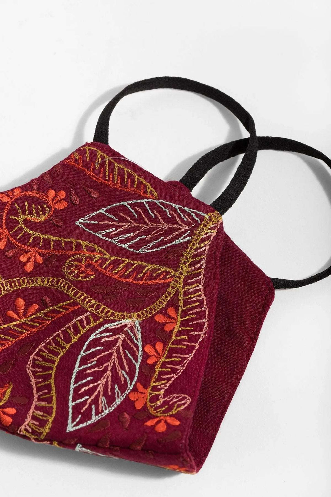 Autumn Embroidered Face Mask Red