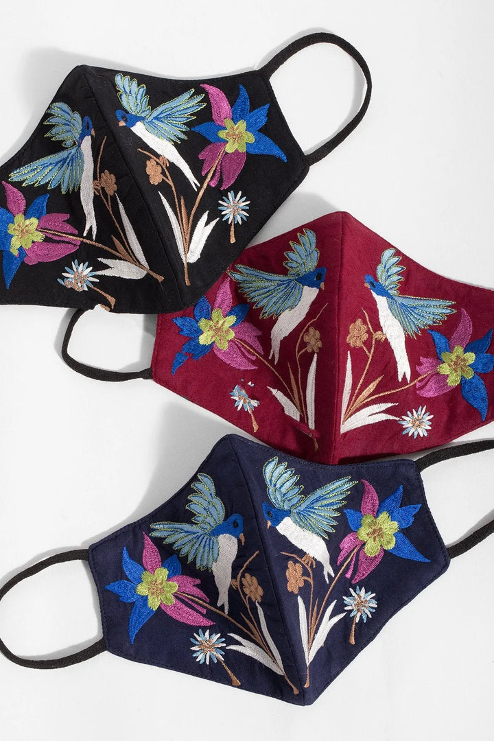 Hummingbird Embroidered Face Mask - SAACHI