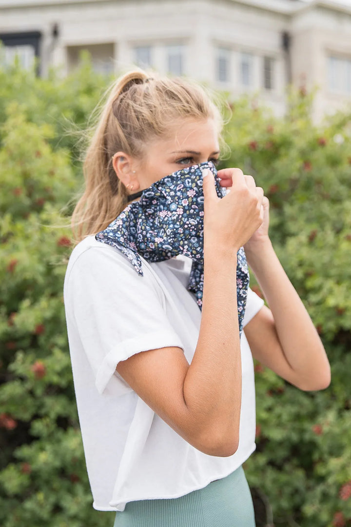 Navy Floral Bandana Navy