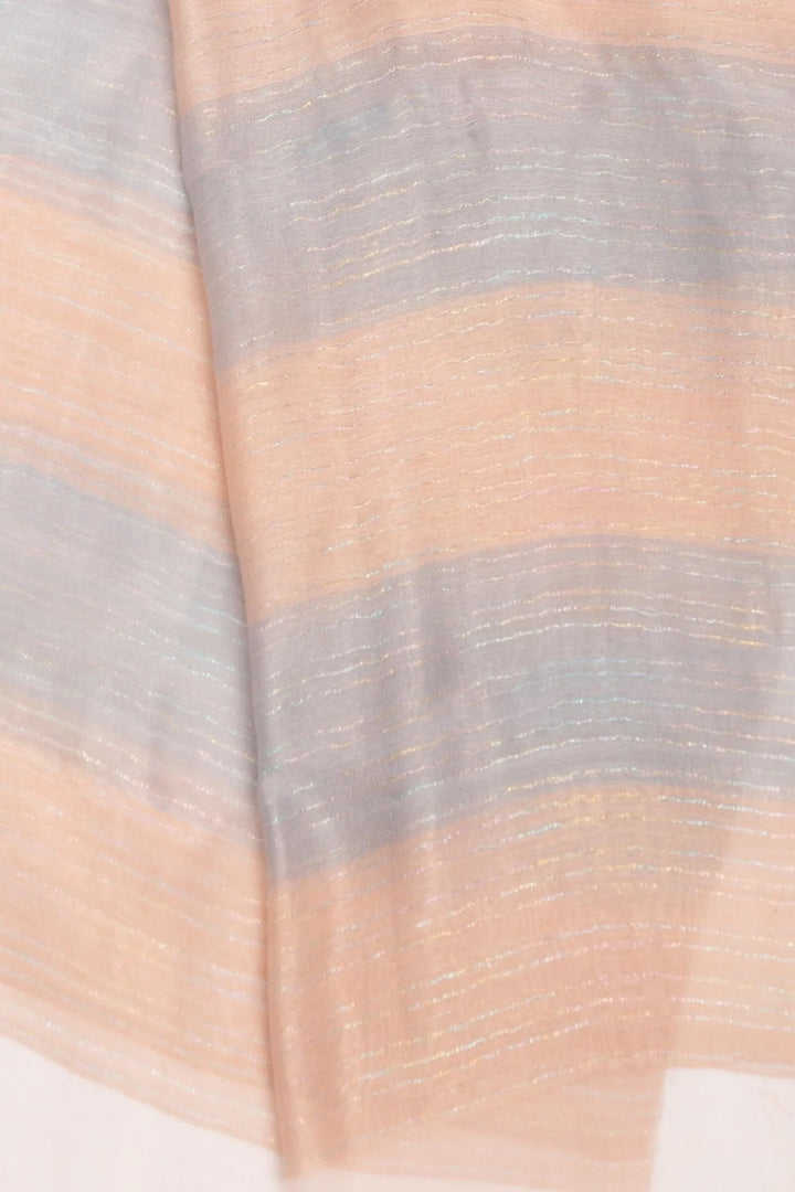Silk Wool Shimmering Striped Scarf Peachpuff