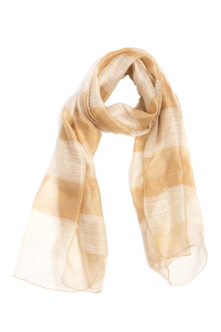 Silk Wool Shimmering Striped Scarf Moccasin