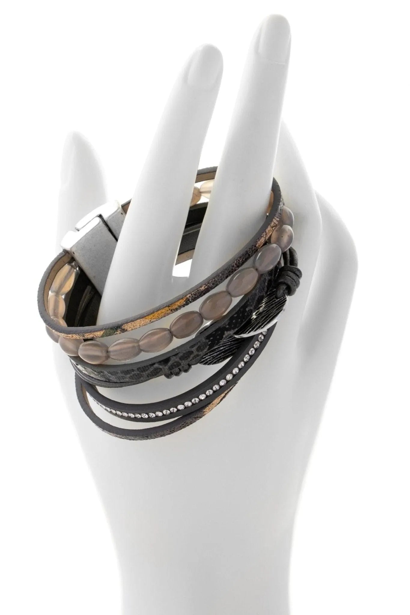 Agate Beaded Leather Bracelet
