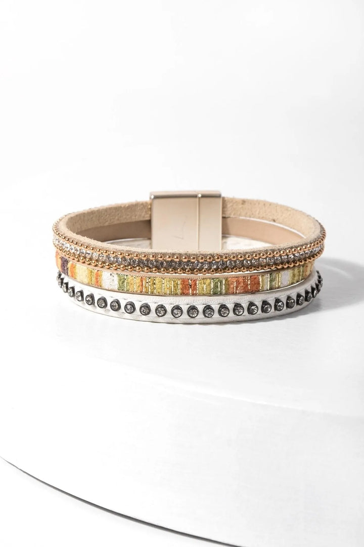 Gemma Leather Bracelet Beige