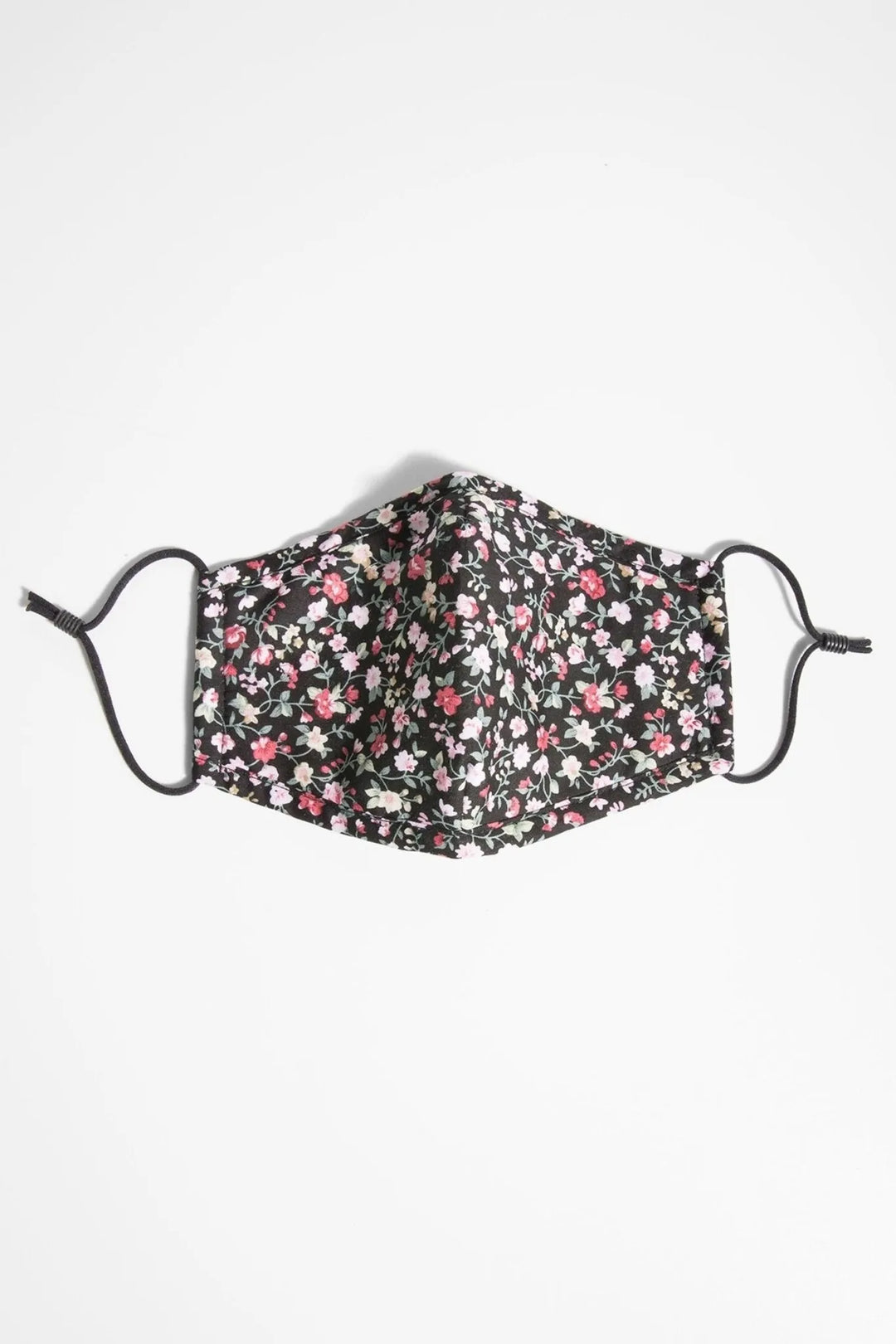 Adjustable Floral Face Mask with Two PM2.5 Filters Black