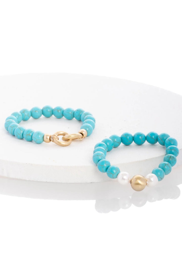 Eternity Stretch Bracelet Set Light Sky Blue