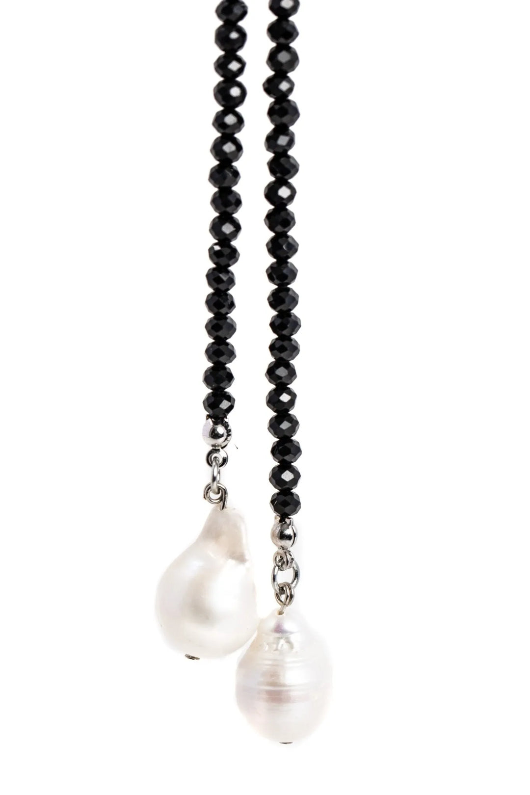 Baroque Knotted Pearl Necklace Black