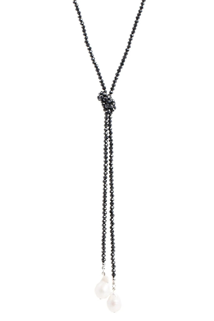 Baroque Knotted Pearl Necklace Black