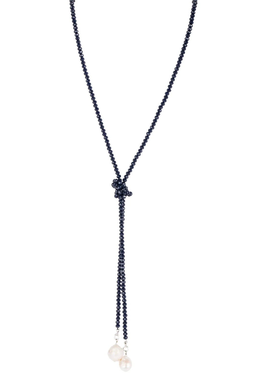 Baroque Knotted Pearl Necklace Navy