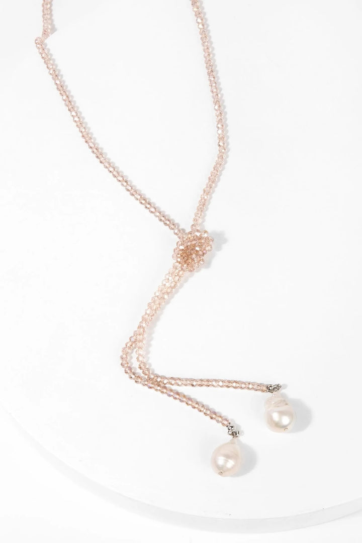 Baroque Knotted Pearl Necklace Champagne